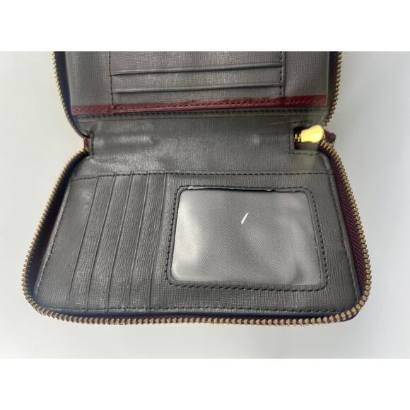 Vintage Fossil Wallet Red Burgundy Zip Leather Pockets 6 x 4 Boho Indie Travel - Picture 4 of 9